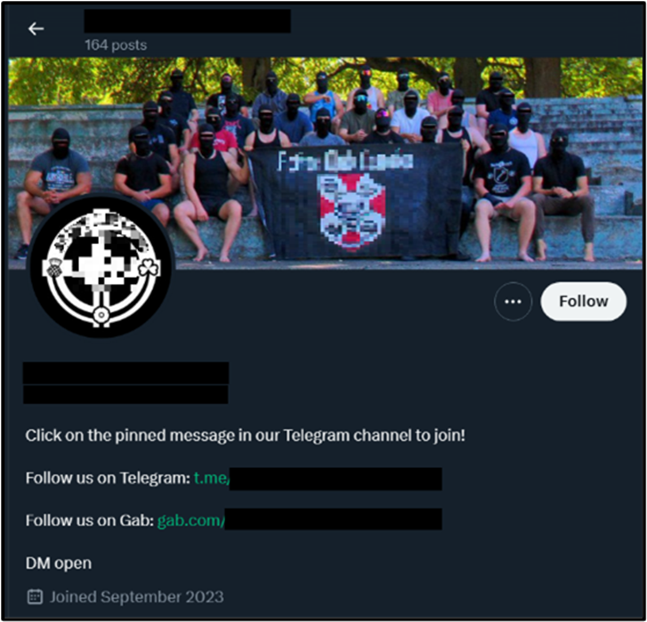 screenshot of x account far-right active club