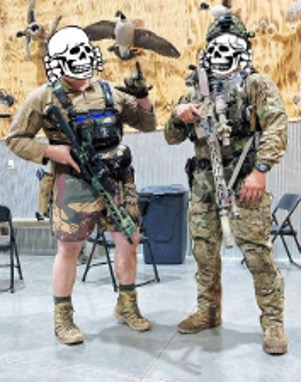 Heartland Active Club (Missouri) during a militia training, Telegram, May 2023, using SS-Skulls.