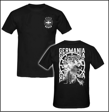 Active Club Germany supporter t-shirts for sale on Telegram. Screenshot taken on April 7.