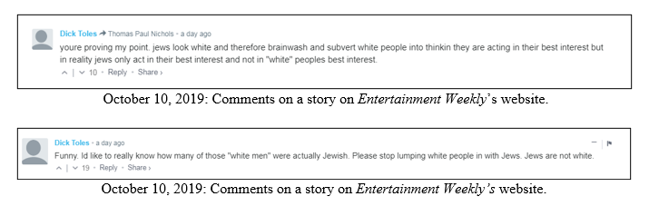 Comments on a story on Entertainment Weekly’s website
