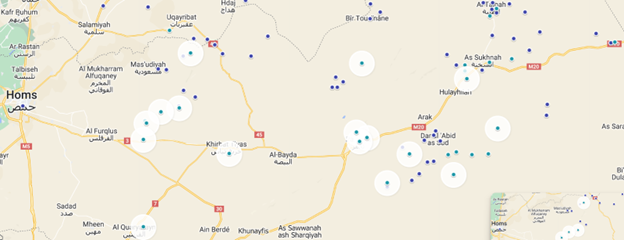 map of attacks homs july 2024