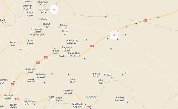 Map of locatable ISIS attacks in Hama