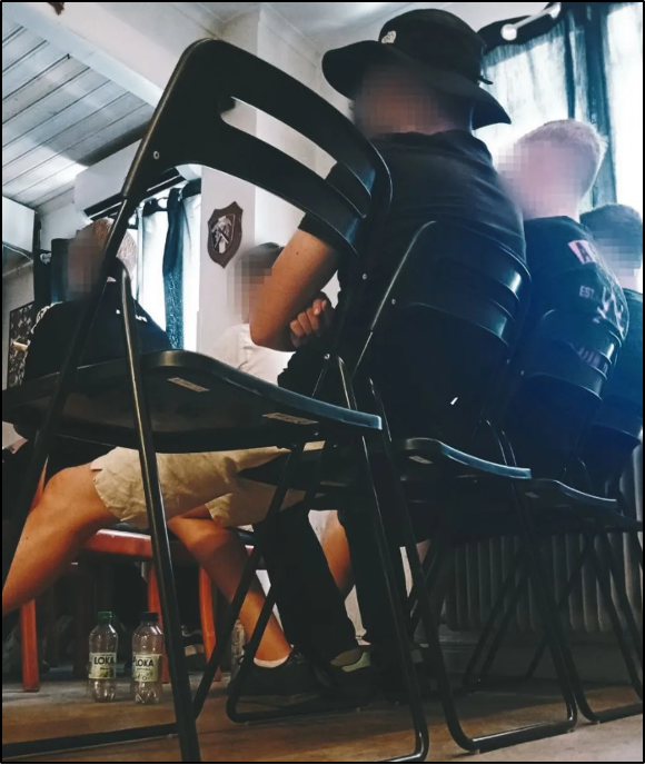 A photo from a July Active Club-affiliated Substack post, showing a wall plaque featuring a Hammerskins logo. Screenshot taken on July 23.