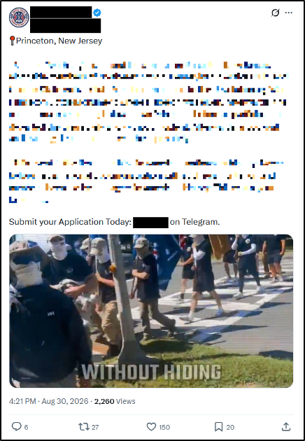 United Youth Club (UYC) video on X, posted by the group’s verified account. Screenshot taken on September 3.