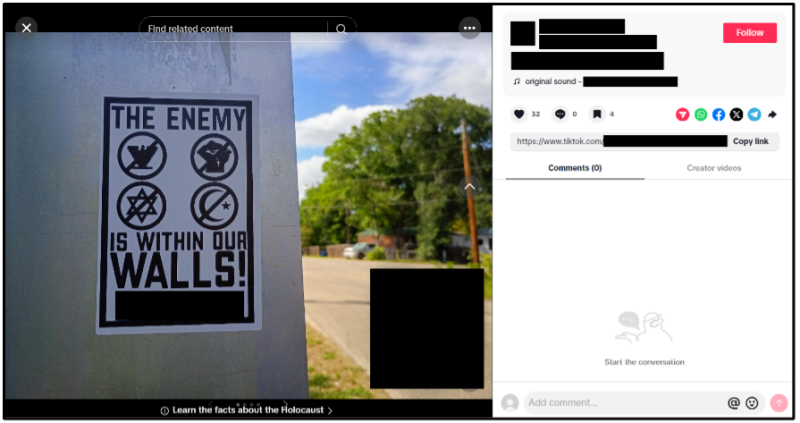 Antisemitic, anti-Muslim, anti-Latino, and anti-Black Youth Club propaganda from a Texas chapter located on TikTok.