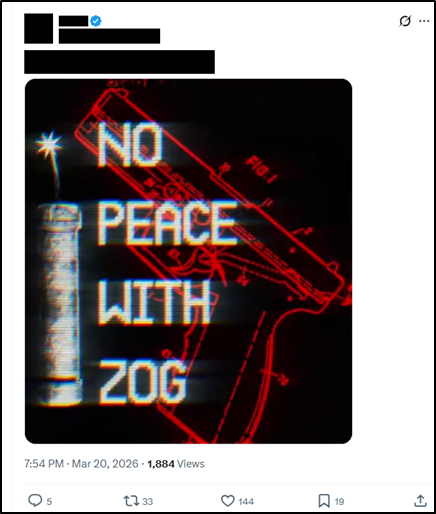 Post on X encouraging anti-government and antisemitic violence