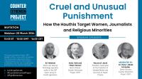 flyer for cep webinar on houthi treatment of women and religious minorities 032024
