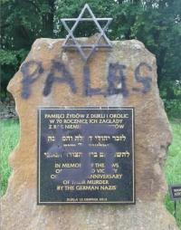 vandalism of holocause memorial in dukla, poland