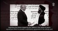 screenshot of pro-isis propaganda video showing handshake with taliban